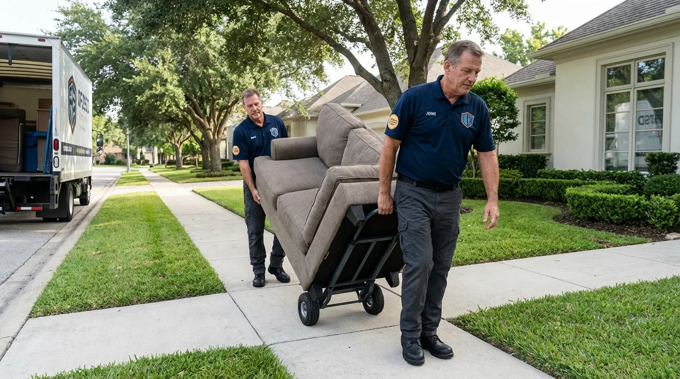 Local residential moving crew loading furniture in New Hartford, NY