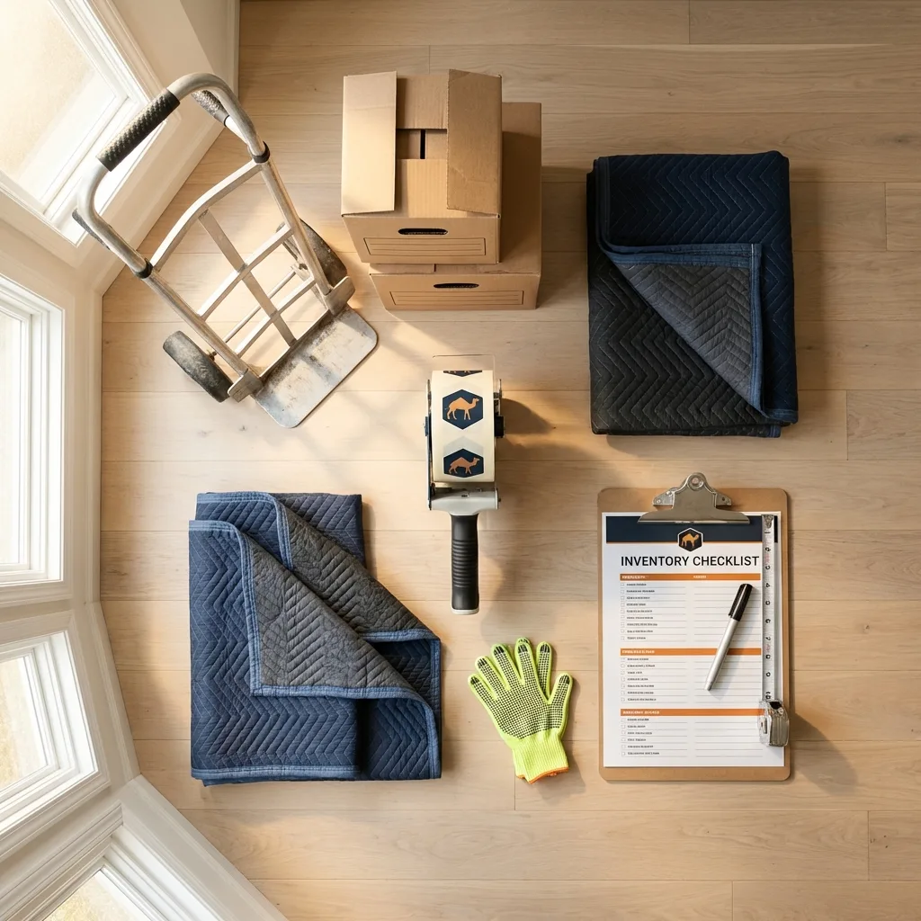 Professional moving supplies and packing materials layout for New Hartford residential relocations